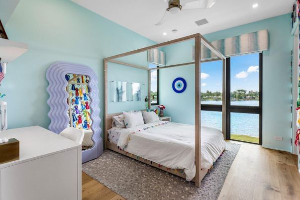 Bedroom, Interior, Recessed Lighting, Water, Wood Texture Flooring
