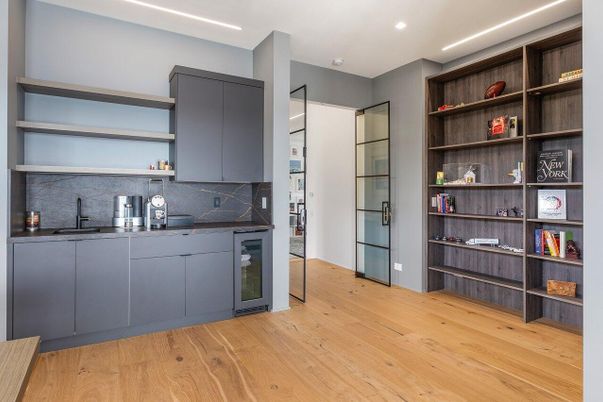 Interior, Kitchen, Recessed Lighting, Wood Texture Flooring