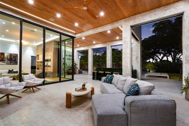 Interior, Living room, Recessed Lighting, Wooden Ceilings