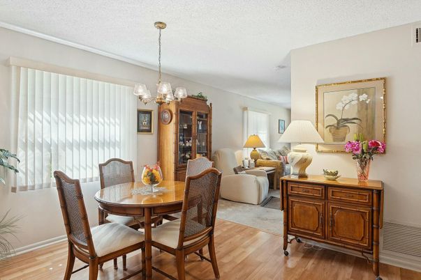 Dining room, Interior, Living room, Pendant Lights, Wood Texture Flooring