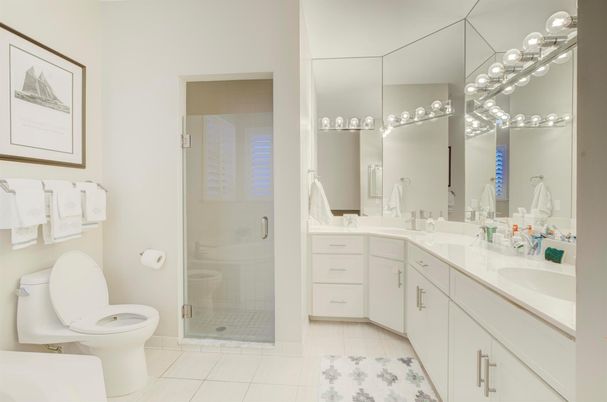 Bathroom, Dual Sink Vanities, Glass Shower, Interior