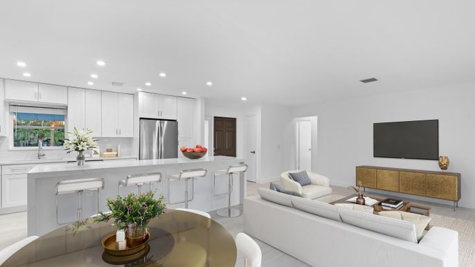 Interior, Kitchen, Living room, Recessed Lighting, Stainless Steel Appliances