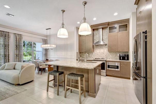 Dining room, Interior, Kitchen, Pendant Lights, Recessed Lighting, Stainless Steel Appliances