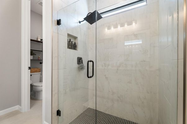 Bathroom, Glass Shower, Interior, Marble Walls