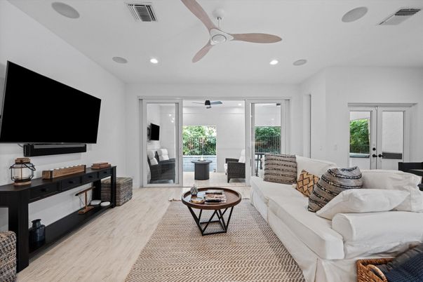 Interior, Living room, Recessed Lighting, Wood Texture Flooring