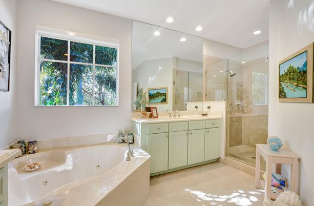 Bathroom, Dual Sink Vanities, Glass Shower, Interior, Recessed Lighting