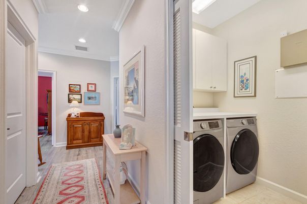Interior, Recessed Lighting, Utility Closets, Washer, Wood Texture Flooring