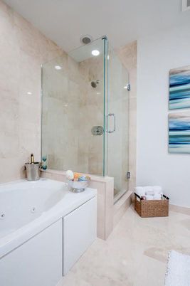 Bathroom, Glass Shower, Interior, Recessed Lighting