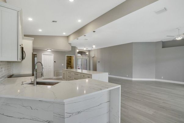 Interior, Kitchen, Recessed Lighting, Wood Texture Flooring