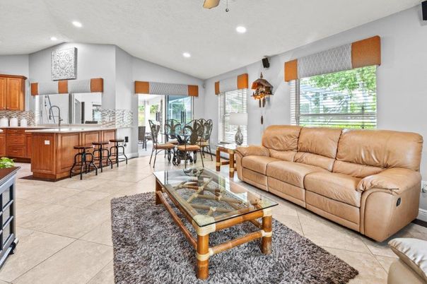 Dining room, Interior, Kitchen, Living room, Recessed Lighting