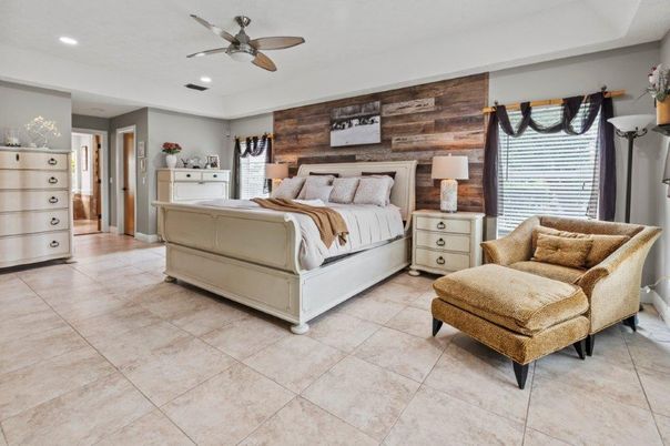 Bedroom, Interior, Recessed Lighting, Wooden Walls