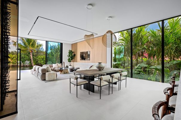 Dining room, Fireplace, Interior, Living room, Pendant Lights
