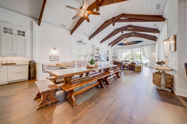 Dining room, Interior, Living room, Wooden Beams, Wood Texture Flooring