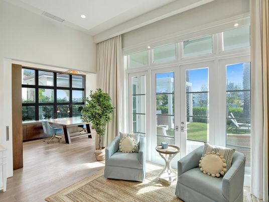 Home Office, Interior, Recessed Lighting, Wood Texture Flooring