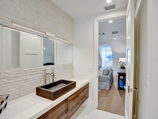Bathroom, Interior, Recessed Lighting, Wood Texture Flooring