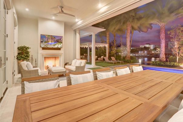 Dining room, Fireplace, Interior, Living room, Recessed Lighting