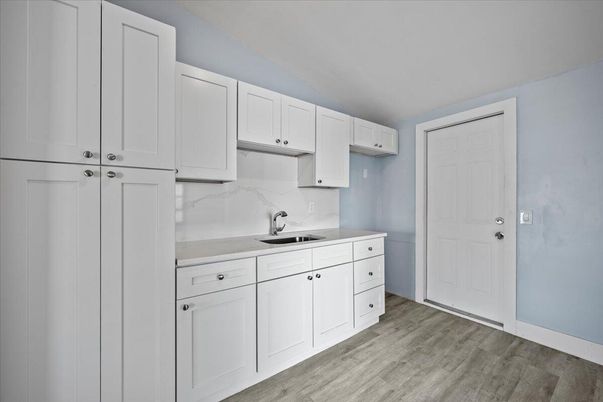Interior, Kitchen, Marble Walls, Wood Texture Flooring
