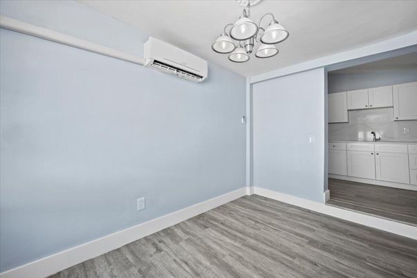 Chandelier, Empty room, Interior, Kitchen, Wood Texture Flooring