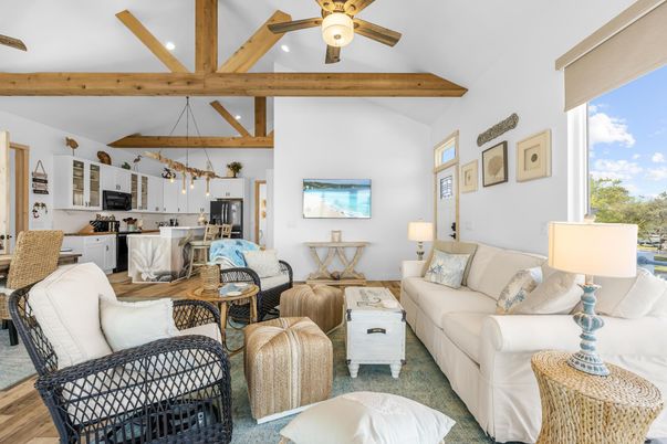 Interior, Kitchen, Living room, Pendant Lights, Wooden Beams, Wood Texture Flooring