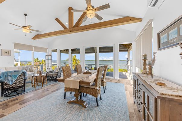 Dining room, Interior, Living room, Water, Wooden Beams, Wood Texture Flooring