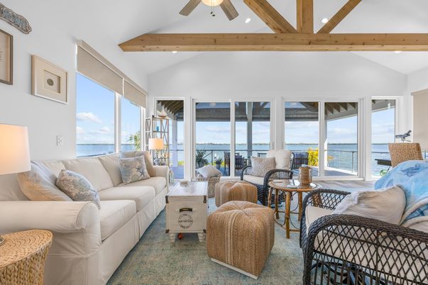Interior, Living room, Recessed Lighting, Water, Wooden Beams