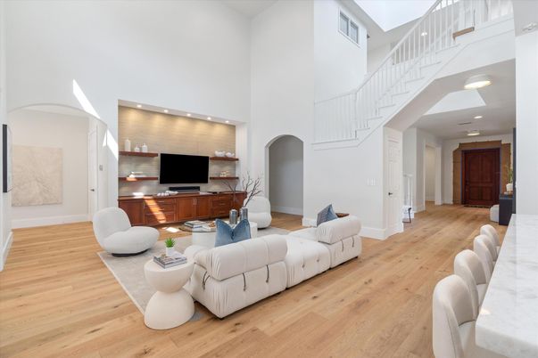 Interior, Living room, Recessed Lighting, Wood Texture Flooring