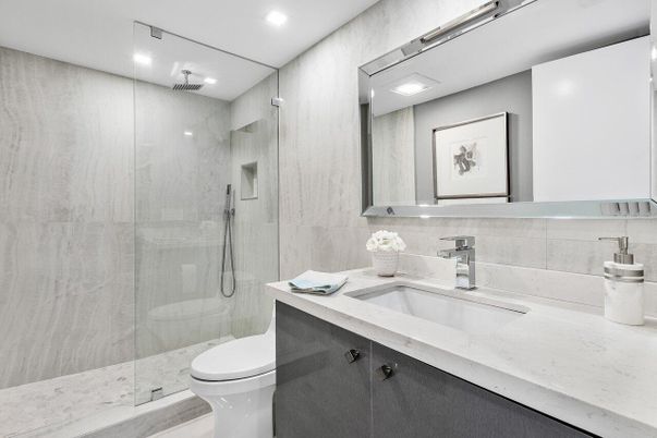 Bathroom, Glass Shower, Interior, Recessed Lighting