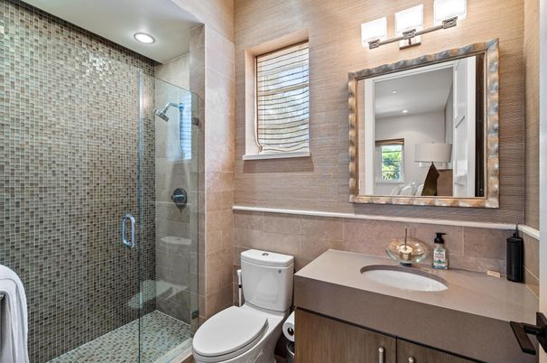 Bathroom, Glass Shower, Interior, Recessed Lighting