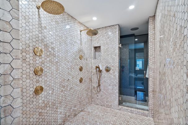 Bathroom, Glass Shower, Interior, Recessed Lighting