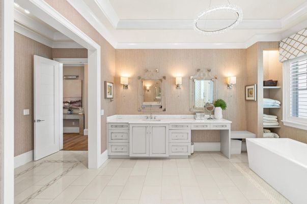 Bathroom, Dual Sink Vanities, Free Standing Baths, Interior, Marble