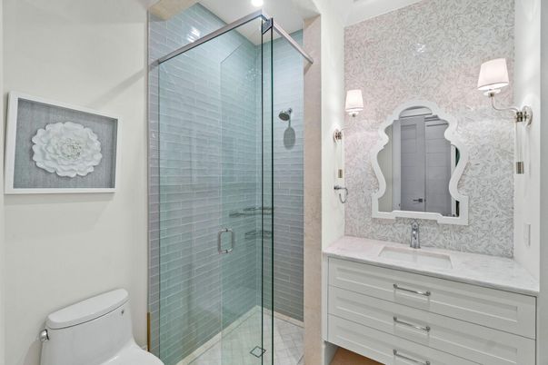 Bathroom, Glass Shower, Interior, Recessed Lighting