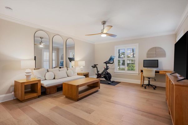Fitness Equipment, Home Office, Interior, Living room, Wood Texture Flooring