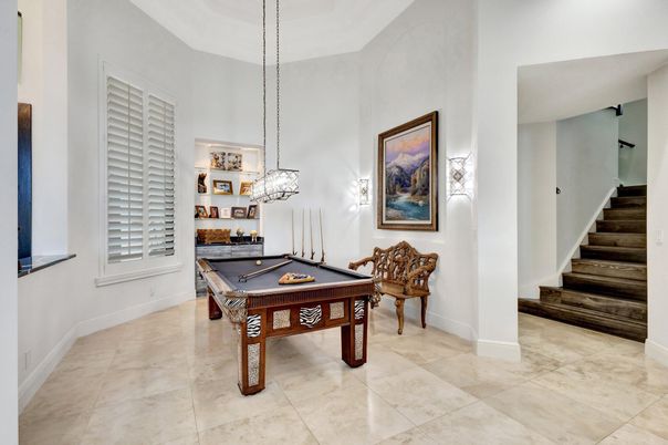 Billiard Table, Game Room, Interior, Pendant Lights