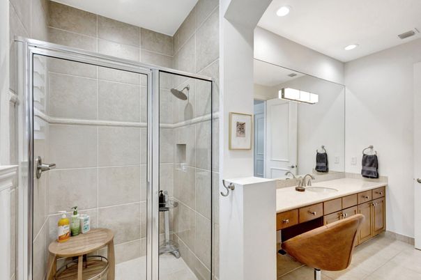 Bathroom, Glass Shower, Interior, Recessed Lighting