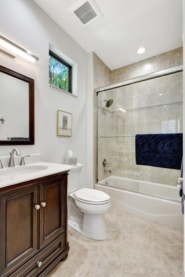 Bathroom, Glass Shower, Interior, Recessed Lighting