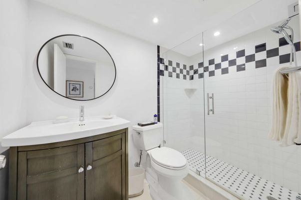 Bathroom, Glass Shower, Interior, Recessed Lighting
