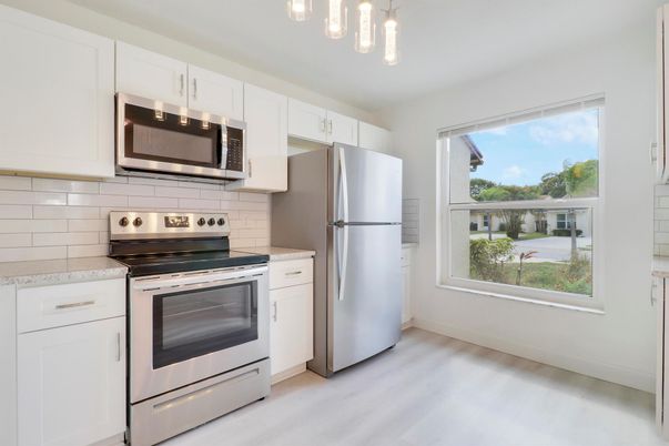 Interior, Kitchen, Stainless Steel Appliances, Wood Texture Flooring