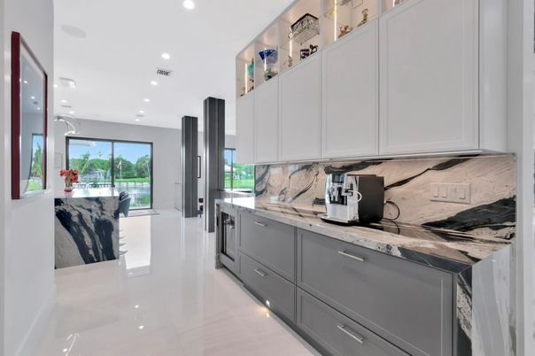 Interior, Kitchen, Marble Walls, Recessed Lighting