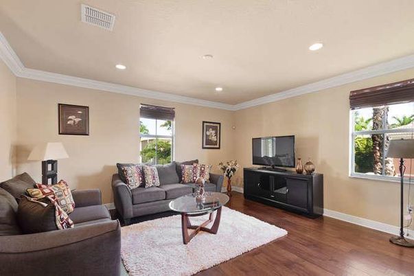 Interior, Living room, Recessed Lighting, Wood Texture Flooring