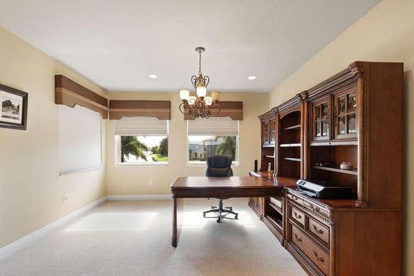 Chandelier, Home Office, Interior, Recessed Lighting