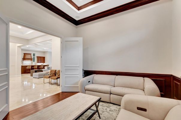 Interior, Kitchen, Living room, Recessed Lighting, Wood Texture Flooring