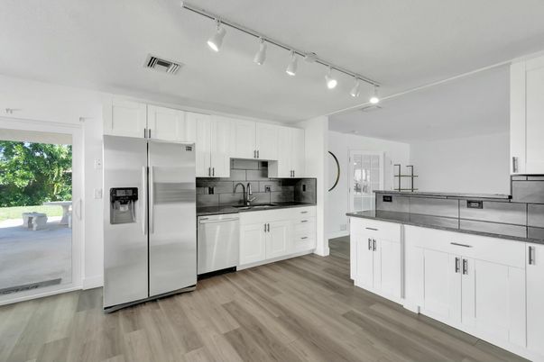 Interior, Kitchen, Stainless Steel Appliances, Wood Texture Flooring