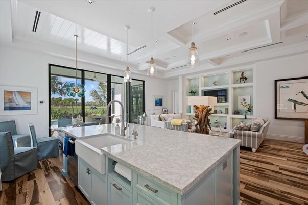 Interior, Kitchen, Living room, Pendant Lights, Recessed Lighting, Wood Texture Flooring
