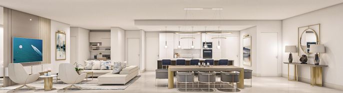 Dining room, Interior, Kitchen, Living room, Pendant Lights, Recessed Lighting