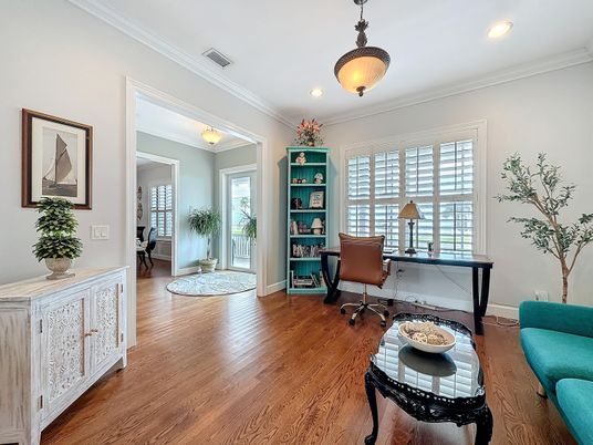 Home Office, Interior, Recessed Lighting, Wood Texture Flooring