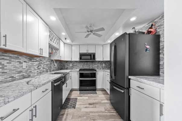 Interior, Kitchen, Recessed Lighting, Wood Texture Flooring
