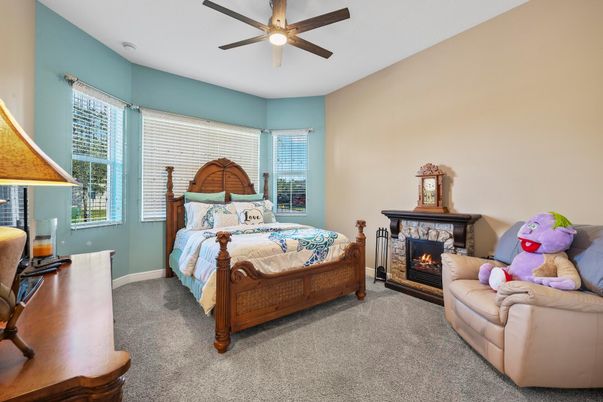 Bedroom, Fireplace, Interior