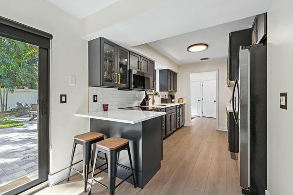 Interior, Kitchen, Recessed Lighting, Wood Texture Flooring