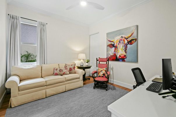 Home Office, Interior, Recessed Lighting, Wood Texture Flooring