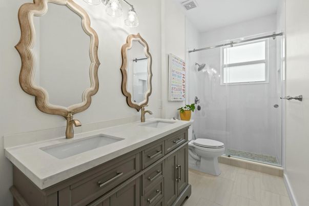Bathroom, Dual Sink Vanities, Glass Shower, Interior